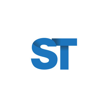 Initial letter logo ST, overlapping fold logo, blue color

