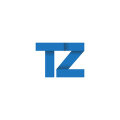 Initial letter logo TZ, overlapping fold logo, blue color

