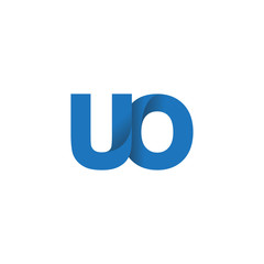 Initial letter logo UO, overlapping fold logo, blue color