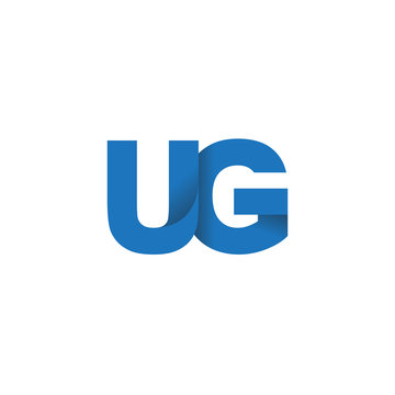 Initial letter logo UG, overlapping fold logo, blue color
