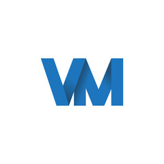 Initial letter logo VM, overlapping fold logo, blue color
