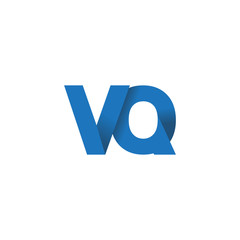 Initial letter logo VQ, overlapping fold logo, blue color