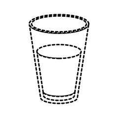 glass of milk dotted silhouette on white background