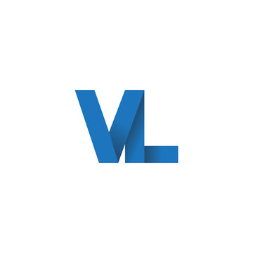 Initial letter logo VL, overlapping fold logo, blue color
