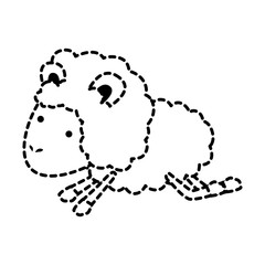 sheep animal jumping dotted silhouette on white background