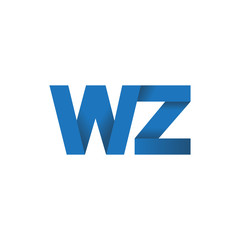 Initial letter logo WZ, overlapping fold logo, blue color