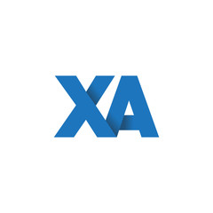 Initial letter logo XA, overlapping fold logo, blue color