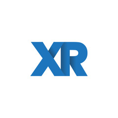 Initial letter logo XR, overlapping fold logo, blue color