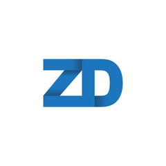 Initial letter logo ZD, overlapping fold logo, blue color