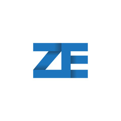 Initial letter logo ZE, overlapping fold logo, blue color