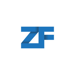 Initial letter logo ZF, overlapping fold logo, blue color