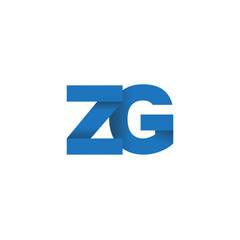 Initial letter logo ZG, overlapping fold logo, blue color