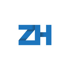 Initial letter logo ZH, overlapping fold logo, blue color