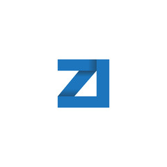 Initial letter logo ZI, overlapping fold logo, blue color