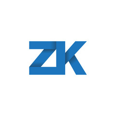 Initial letter logo ZK, overlapping fold logo, blue color