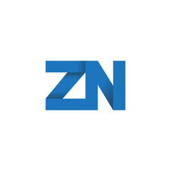 Initial letter logo ZN, overlapping fold logo, blue color
