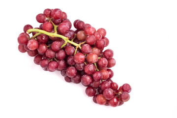 Red grapes on a white background.