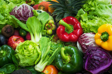 Various fresh fruits and vegetables for eating healthy