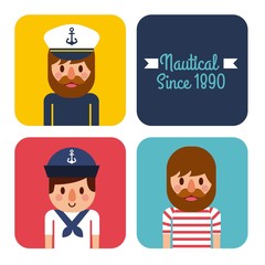 nautical people captain sailor worker character vector illustration
