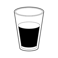 glass of milk black color section silhouette on white background