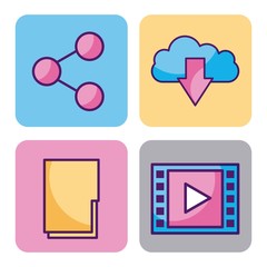 cloud computing digital elements app social media vector illustration