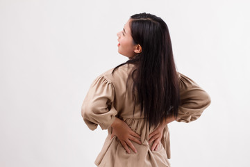 Fototapeta premium woman suffering from back pain, backbone or spinal muscle injury
