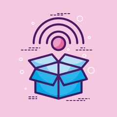 storage box wifi internet technology pink background vector illustration