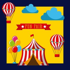 amusement fun fair theme park poster template vector illustration