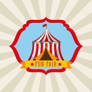 tent amusement fun fair theme park poster vector illustration