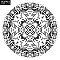 Fototapeta premium Flower Mandala. Vintage decorative elements. Oriental pattern, vector illustration. Islam, Arabic, Indian, moroccan,spain, turkish, pakistan, chinese, mystic, ottoman motifs. Coloring book page