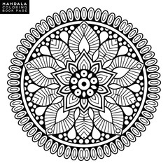 Flower Mandala. Vintage decorative elements. Oriental pattern, vector illustration. Islam, Arabic, Indian, moroccan,spain, turkish, pakistan, chinese, mystic, ottoman motifs. Coloring book page
