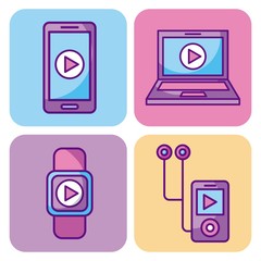 multimedia set icons mobile business and communication