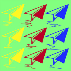Business icon with colored paper airplanes
