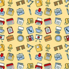 seamless pattern office suplly equipment elements icon vector illustration