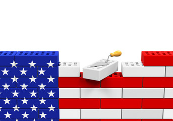 American Flag Brick Wall and Trowel Brick