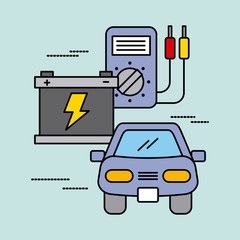 Fototapeta premium car service battery tester electric power energy image vector illustration
