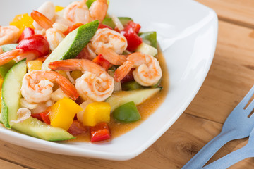 sweet and sour sauce fried with seafood shrimp squid