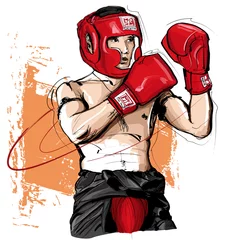 Poster Thai boksen man vechten © Isaxar