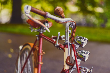 Retro bicycle in a park.