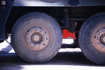Fototapeta na wymiar Truck wheels close-up