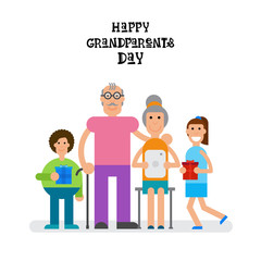 Fototapeta na wymiar Family Together Happy Grandparents Day Greeting Card Banner Vector Illustration