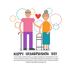 Grandparents Couple Together Happy Grandmother And Grandfather Day Greeting Card Banner Vector Illustration