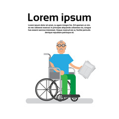 Fototapeta premium Starszy kobieta na wózku inwalidzkim Babcia Lady płaskie ilustracji wektorowych