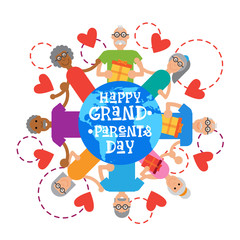 Obraz na płótnie Canvas Happy Grandparents Day Greeting Card Banner Vector Illustration