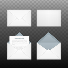 Vector isolated opened and closed white envelopes