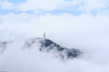 Fototapeta na wymiar pagoda on high mountain with the mist
