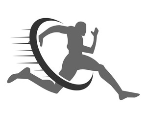 gray runner athlete sports silhouette icon vector