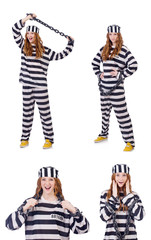 Woman prisoner isolated on white