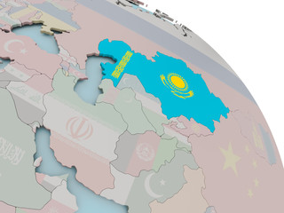 Fototapeta na wymiar Map of Kazakhstan with flag