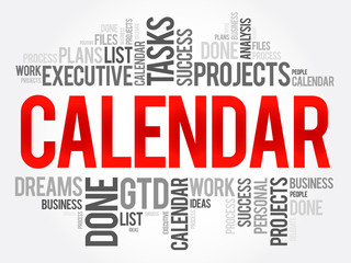 Calendar word cloud collage, business concept background